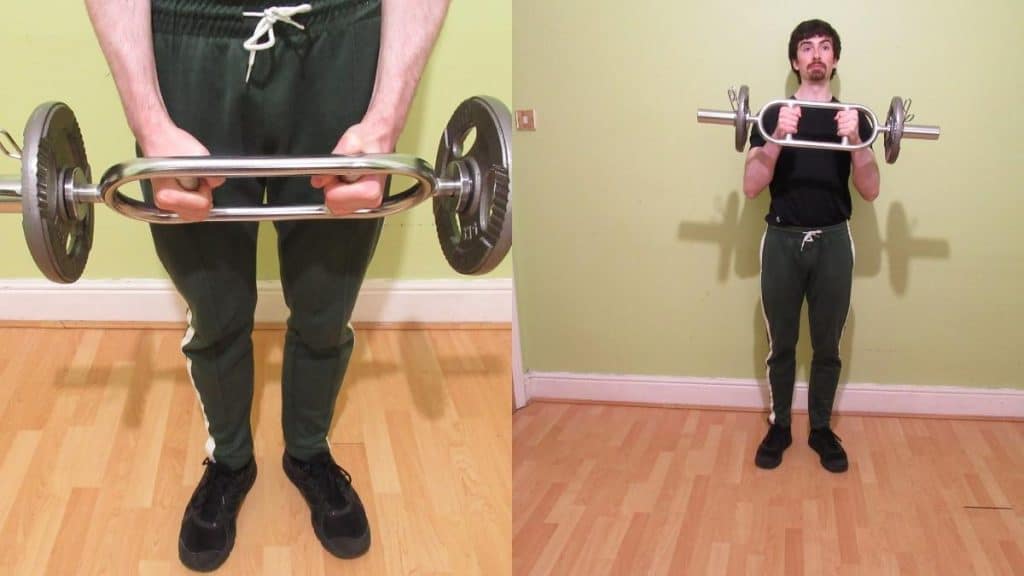 A man showing how to use a tricep bar correctly