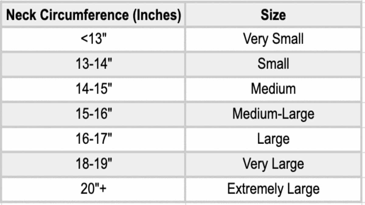 Size Chart Circumference