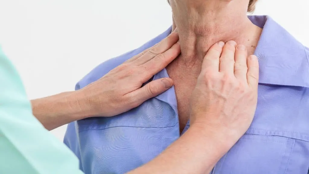 Close up of a senior woman's neck