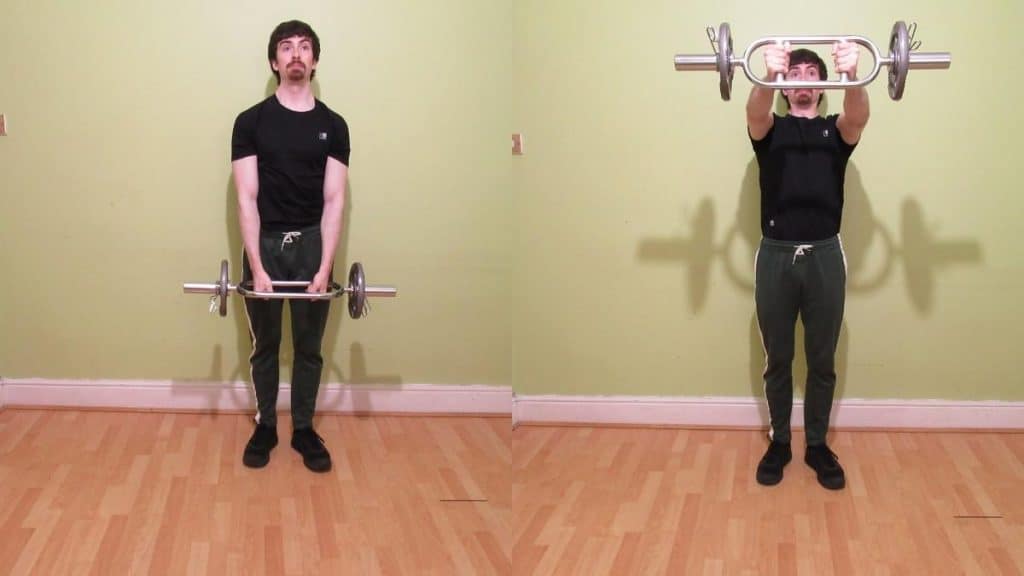 A man demonstrating a good tricep bar exercise