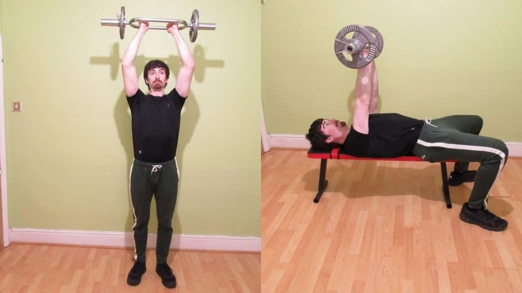 A man demonstrating some good tricep bar exercises