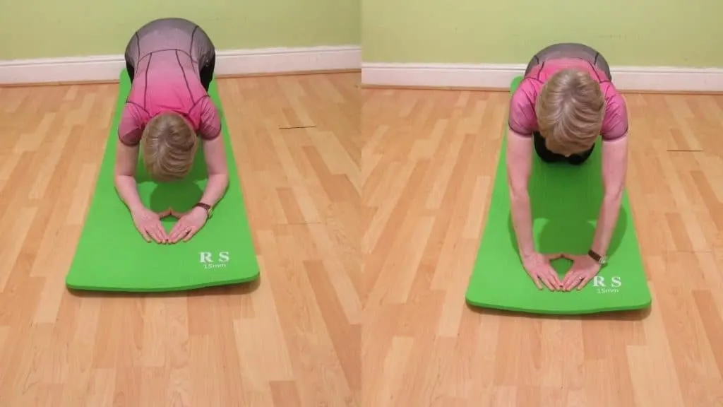 A lady doing a tricep workout at home for women