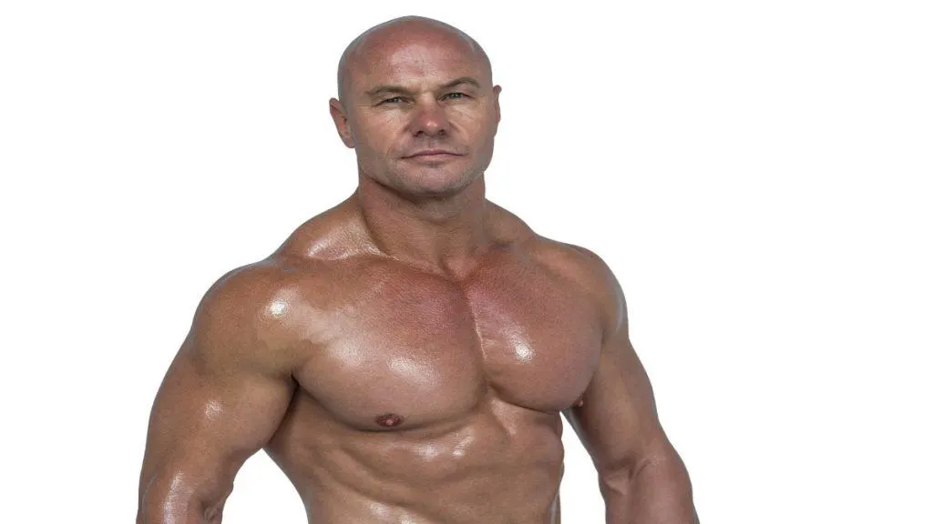 A bodybuilder demonstrating what a 19 inch neck looks like