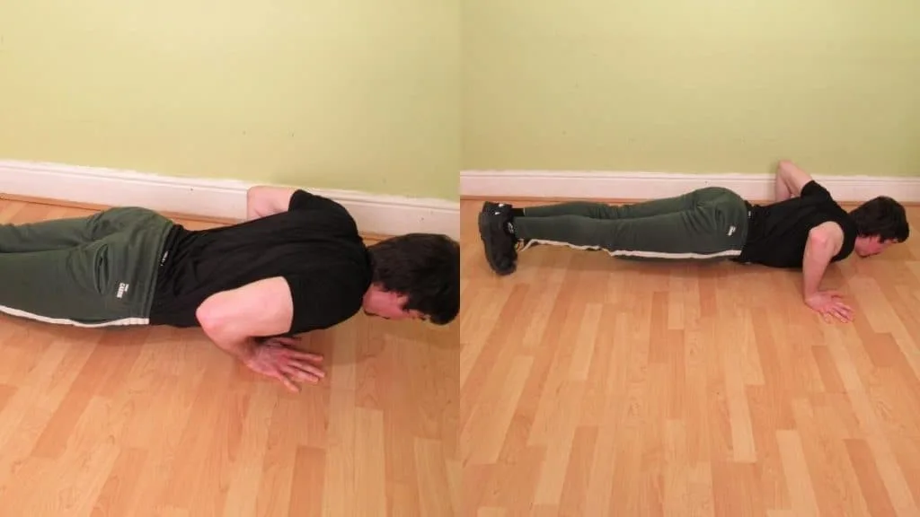 A man performing a head-to-head wide push ups vs narrow push ups comparison