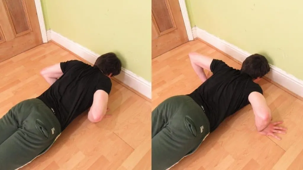 A man doing a wide vs close push ups comparison