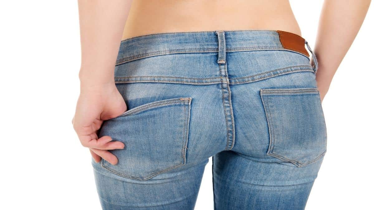Close up of a woman's 20 inch butt in jeans