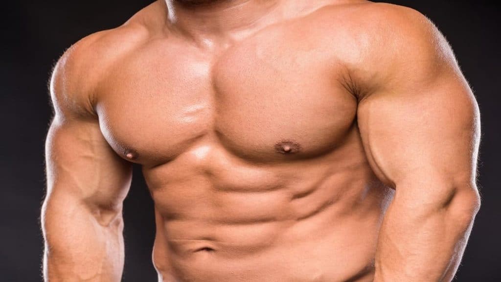 Close up of a man's big 47 inch chest