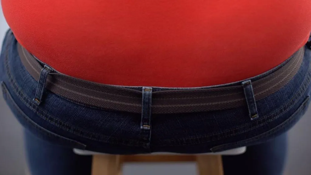 Close up of a man's big 54 inch hips