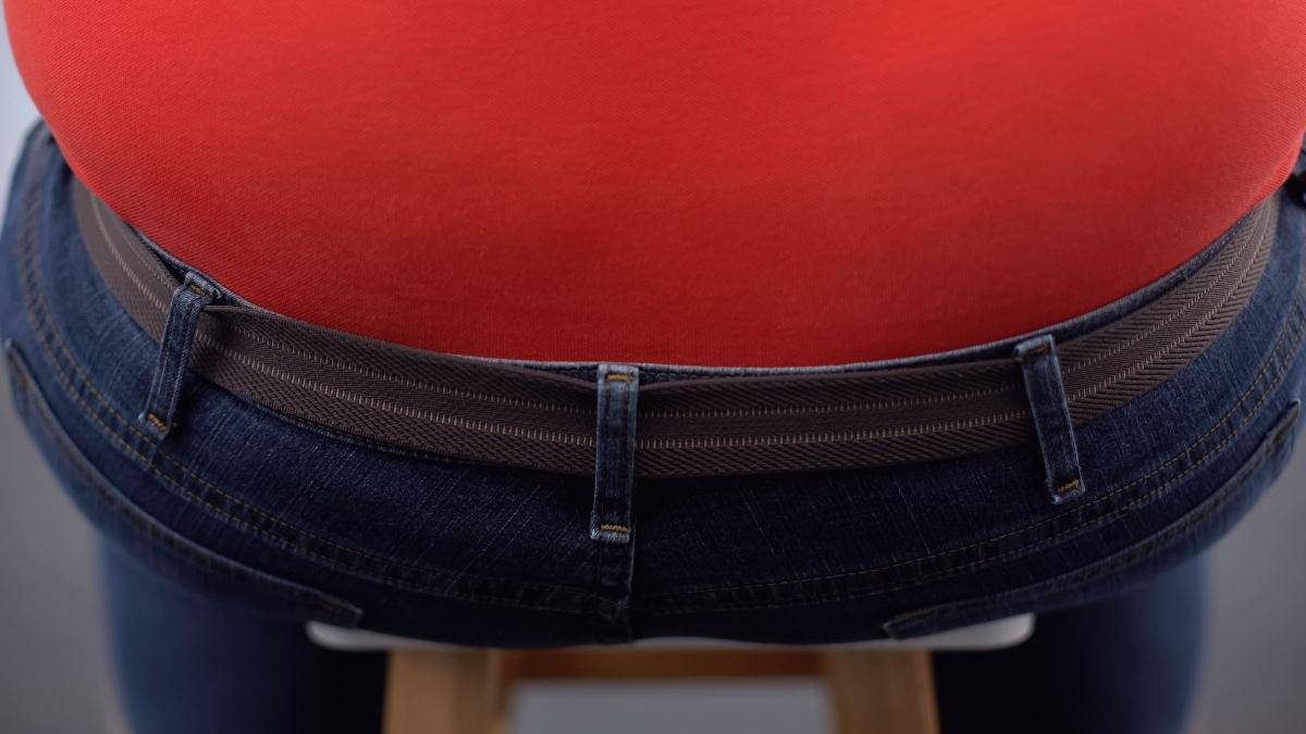 Close up of a man's big 54 inch hips