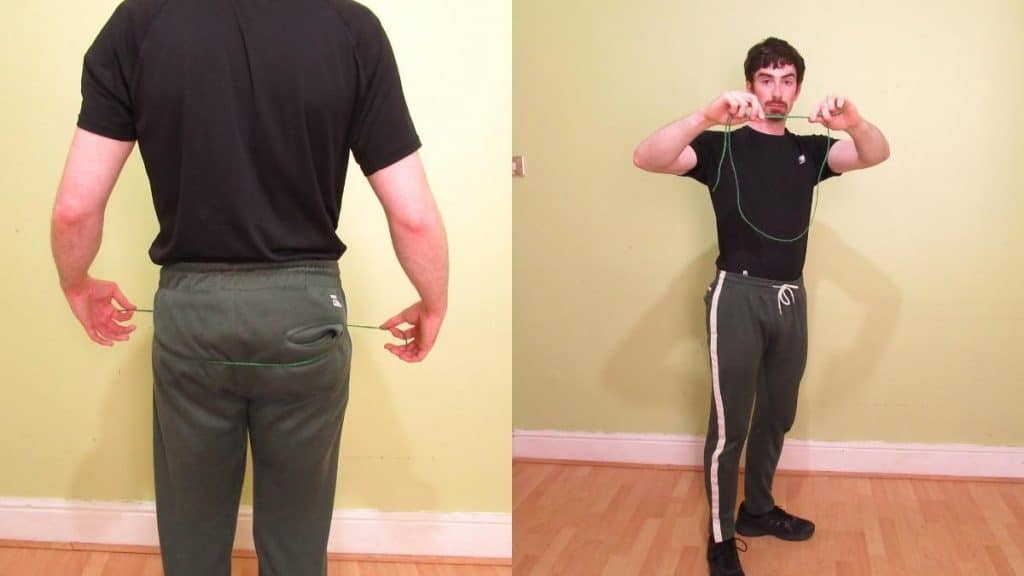 A man showing how to measure your hips without a tape measure