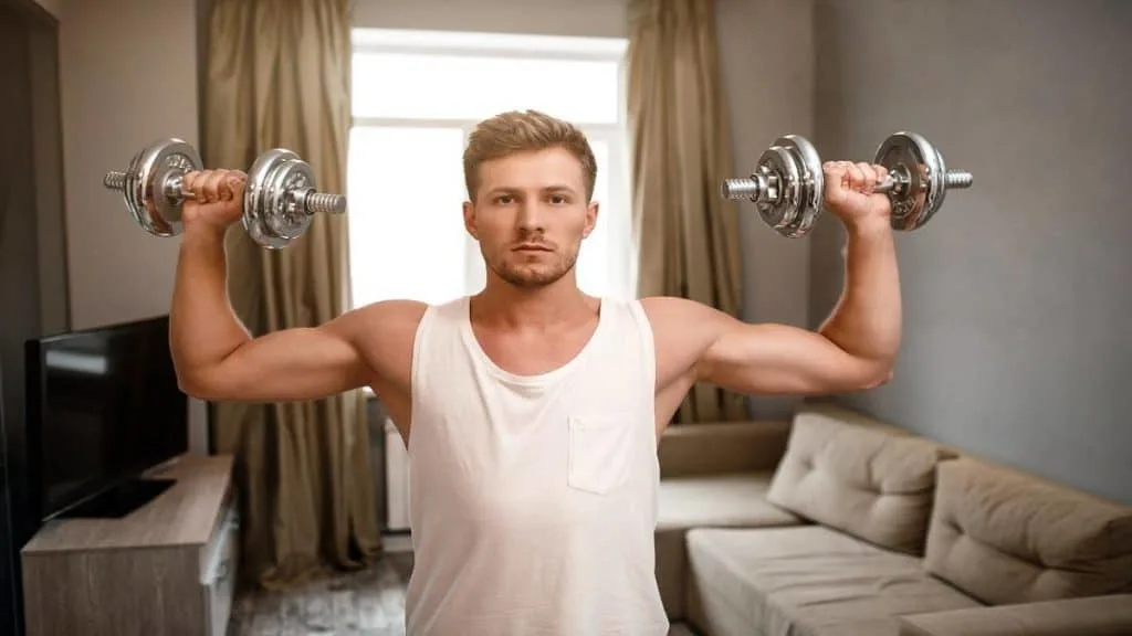 A man doing a shoulder press