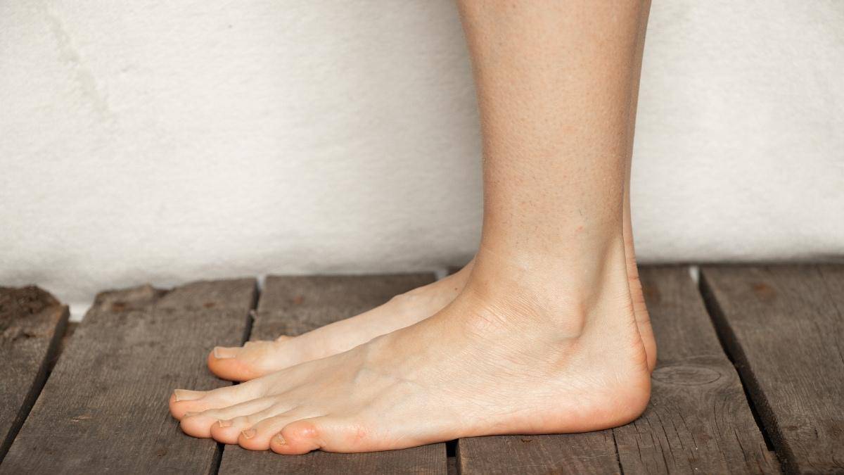 Close up of a woman's 6 inch ankles