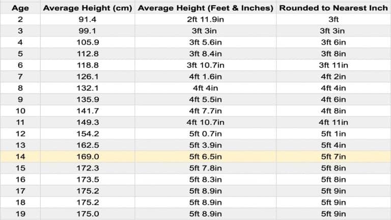 How Much Is The Average Height For A 14 Year Old