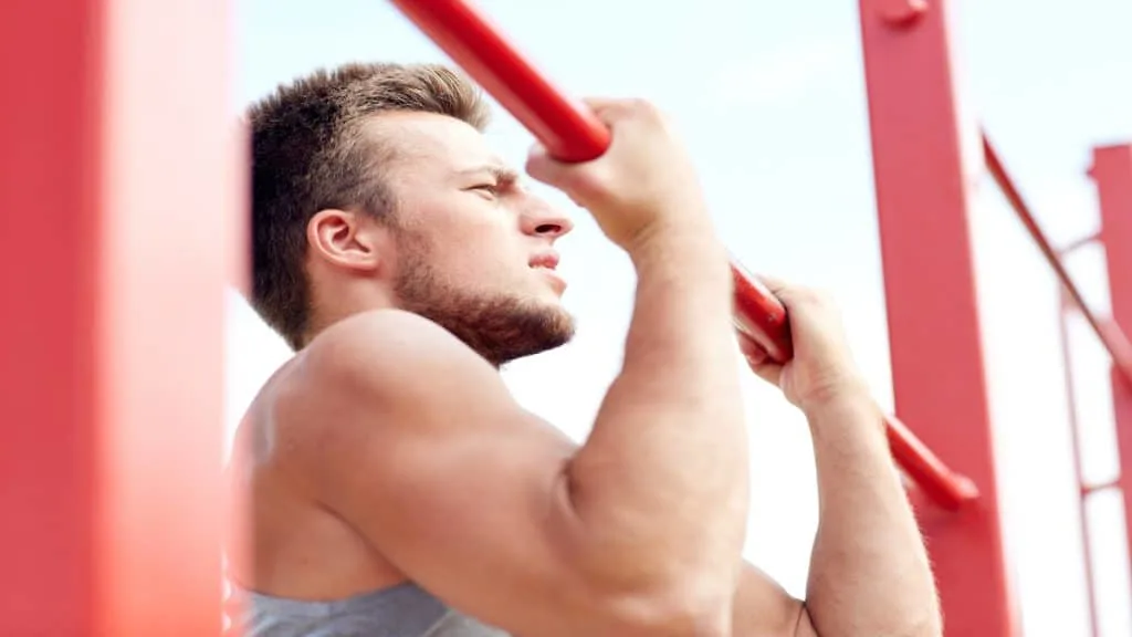 A man doing pull ups