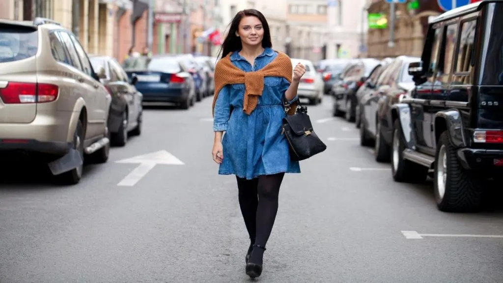 A lady walking in the street