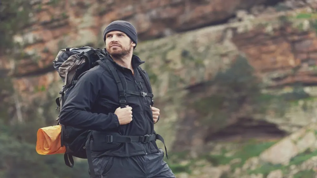 A man hiking in the mountains