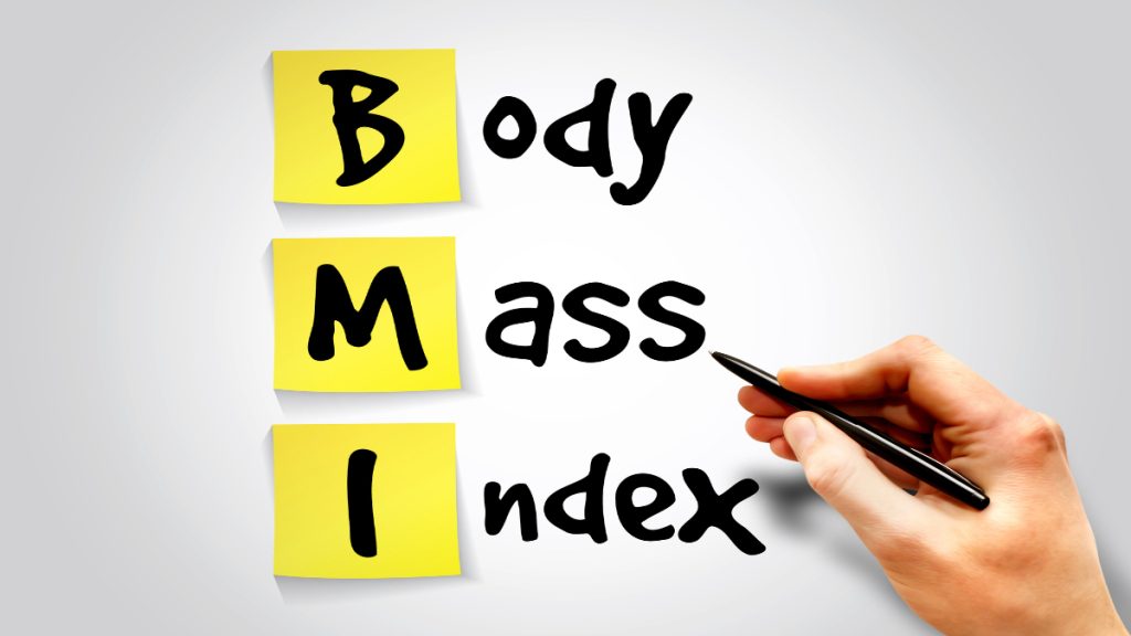 A graphic showing what bmi stands for (body mass index)