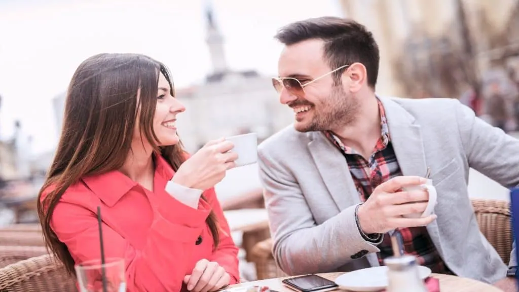 A woman and a man on a date