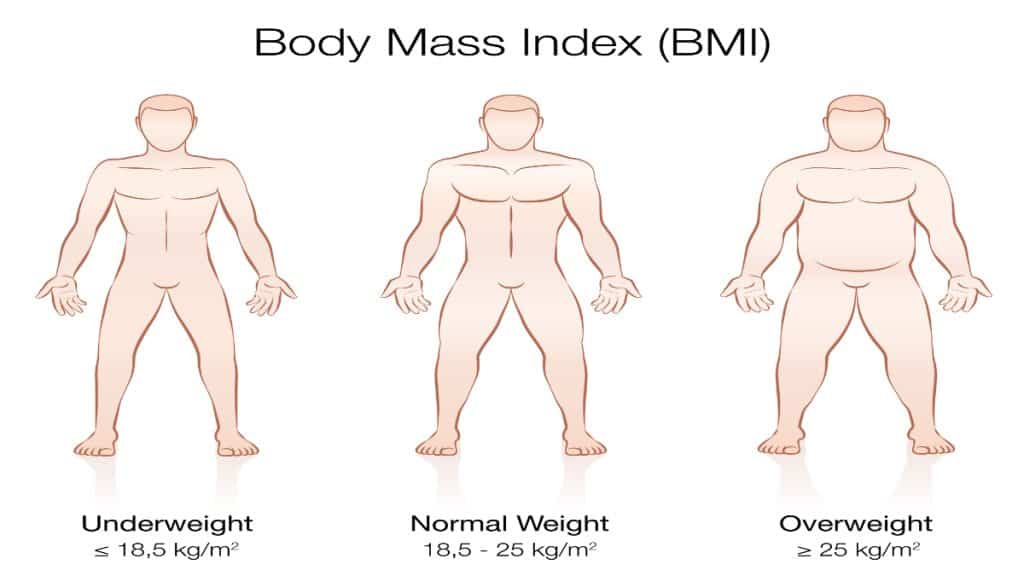 Men with various BMI results