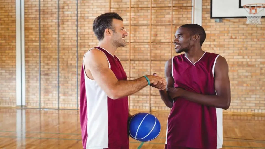 Some 6 foot 6 basketball players on the court